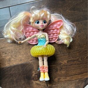 Whimsical Fairy Doll with Fidget Accessories - Pink Wings and Yellow Skirt